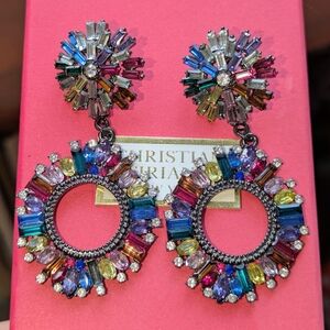 Christian Siriano Vibrant Multicolor Stone Drop Earrings   Stunning!